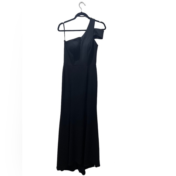 Betsy & Adam NEW Formal One Shoulder Black Floor Length Gown Size 8 - Picture 3 of 11